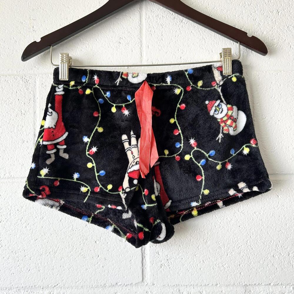 Weekending Christmas Santa Snowman Fluffy Pajama Shorts Women’s Medium